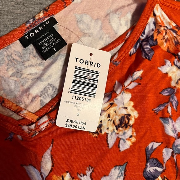 Orange floral torrid top NWt - Picture 2 of 2